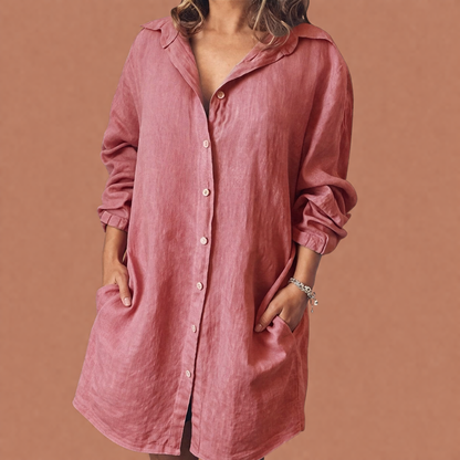 Women's Shirt Dress with Collar and Button Closure | Rosa
