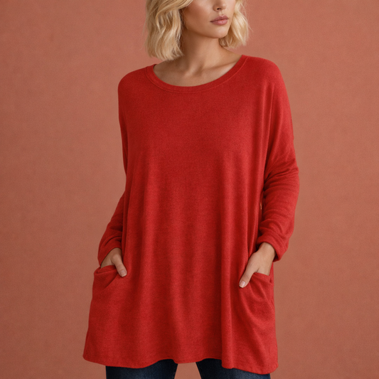 Oversized tunic with pockets for women – comfortable casual long top | Lieke