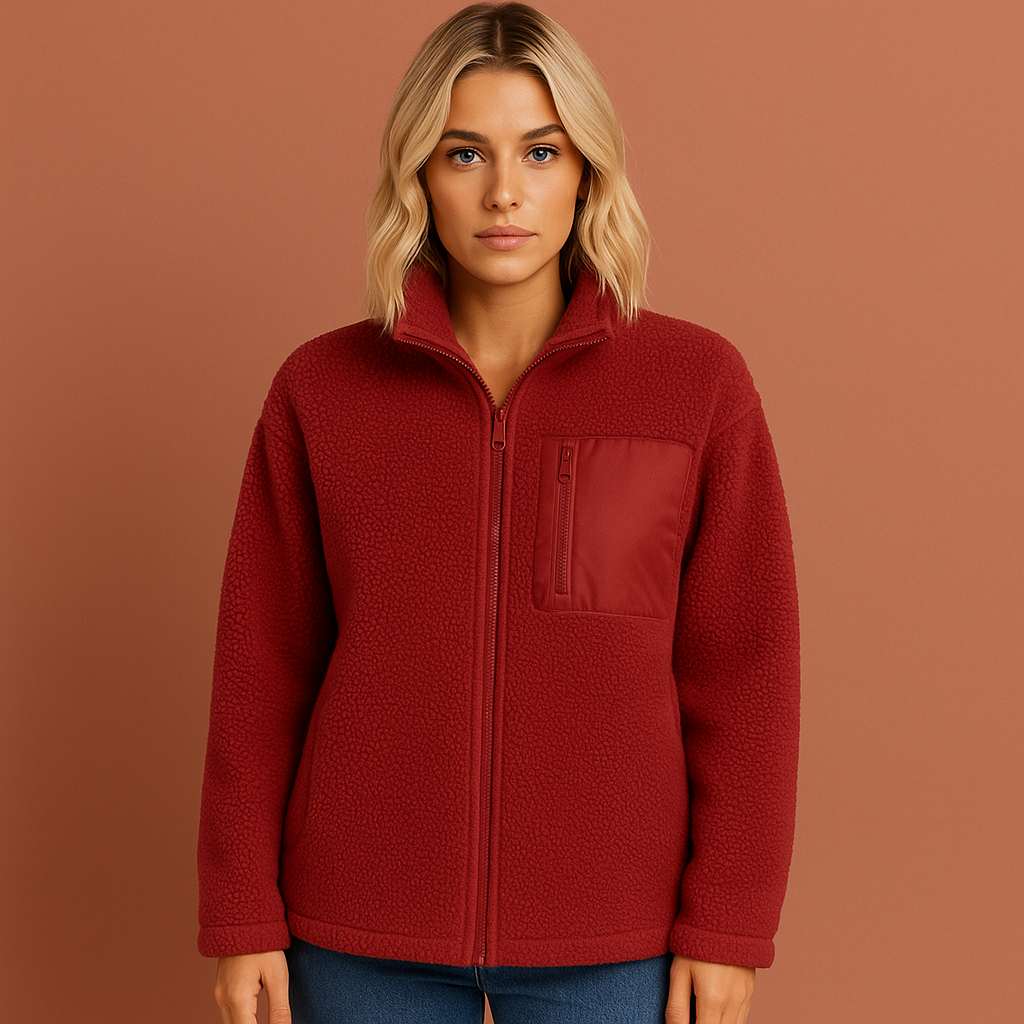 Warm teddy fleece jacket with zipper for women | Marit