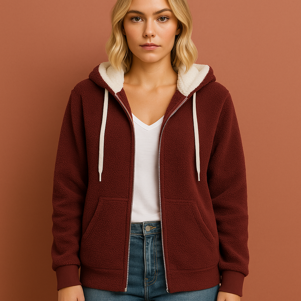 Extra warm teddy fleece zip hoodie for women | Mariska