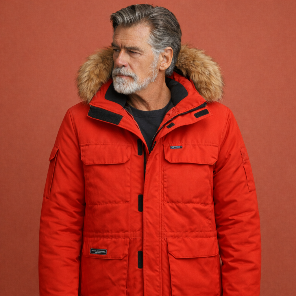 Warm parka with hood and zipper for men | Ewout