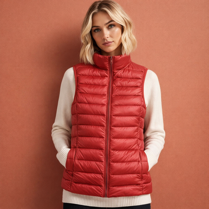 Warm sleeveless winter gilet for women with zipper | Iris