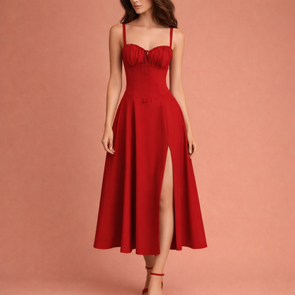 Floral Midi Dress with Split for Women | Mireille