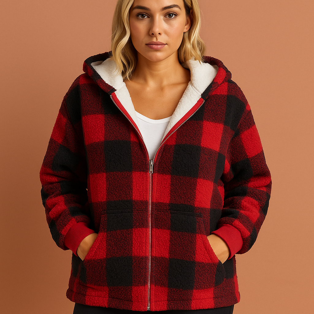Soft fleece vest with check pattern for women | Marije