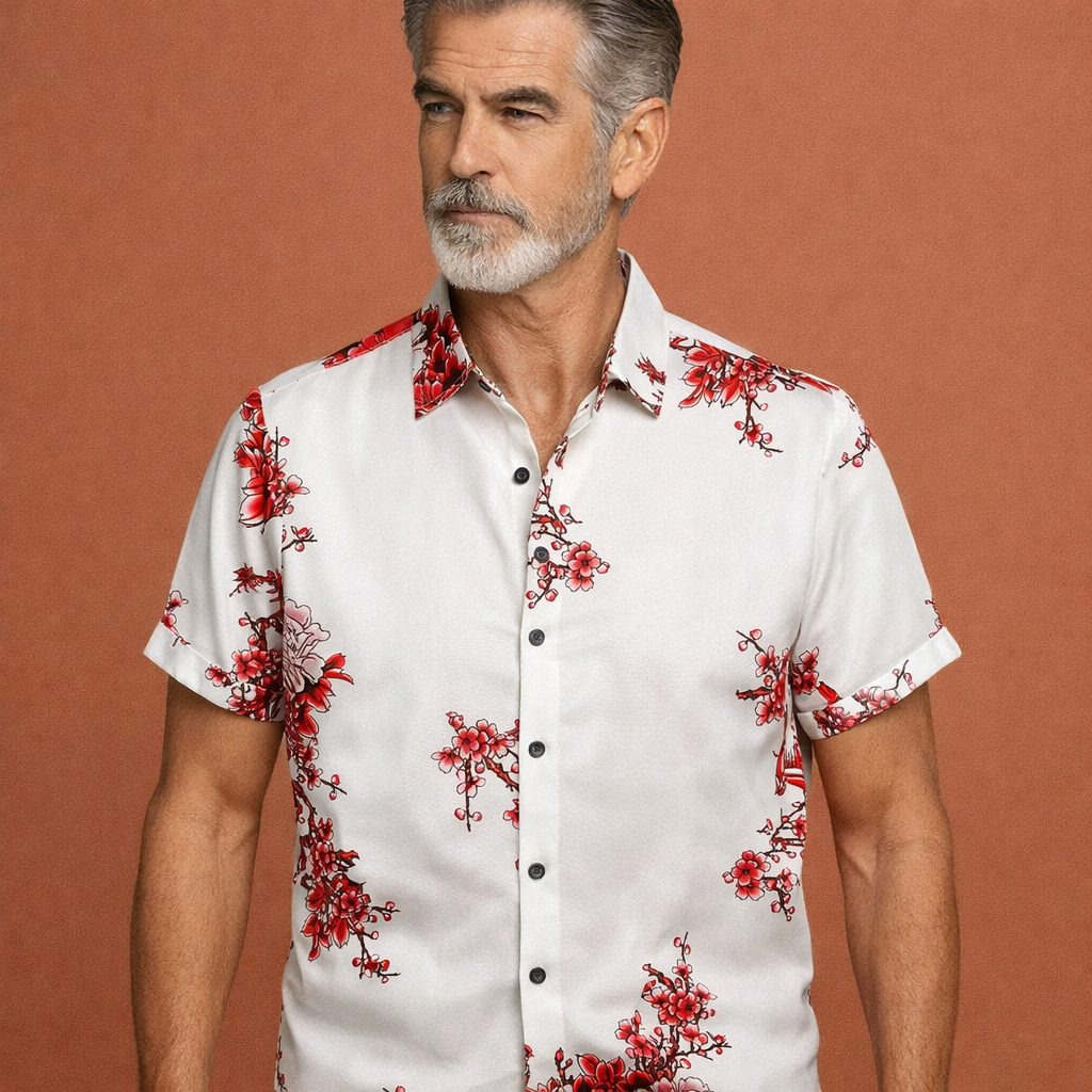 Tropical Floral Print Short Sleeve Shirt for Men | Jeroen