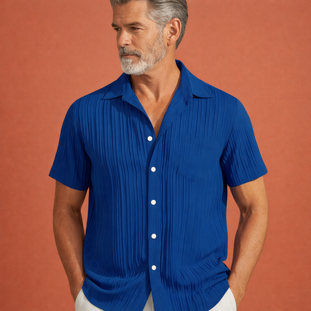 Modern pleated short-sleeve shirt for men | Sebastiaan