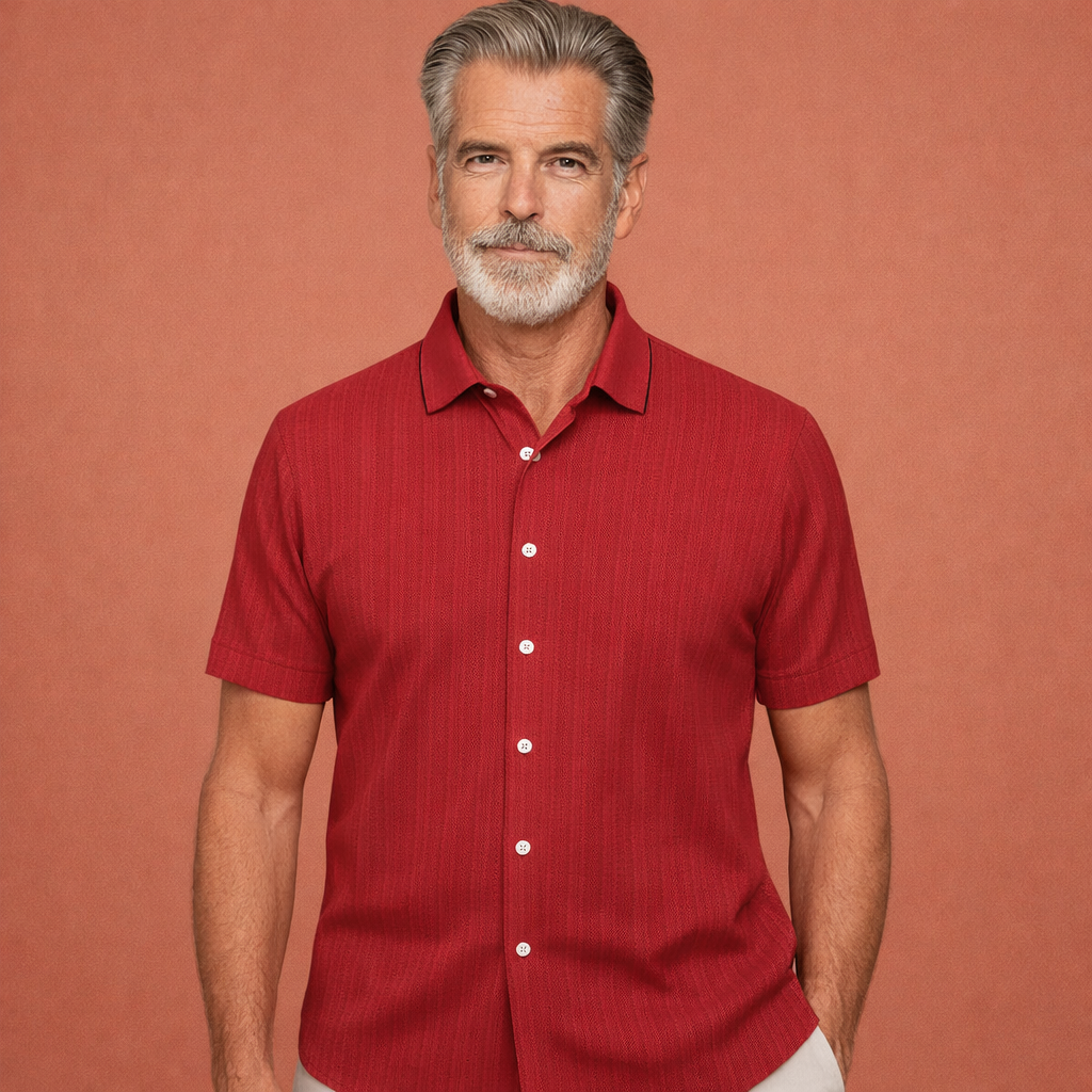 Summer shirt with subtle vertical stripe pattern for men | Daan