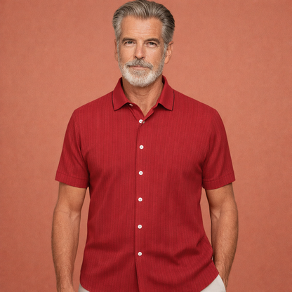 Summer shirt with subtle vertical stripe pattern for men | Daan