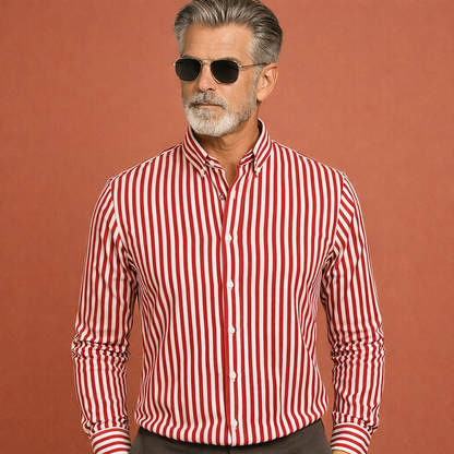 Striped men's shirt with vertical stripes for men | Bastiaan