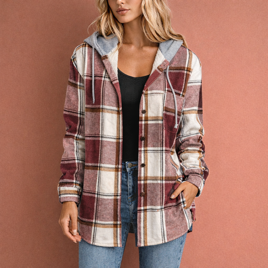 Hooded Overshirt with Button Closure for Women | Karolien