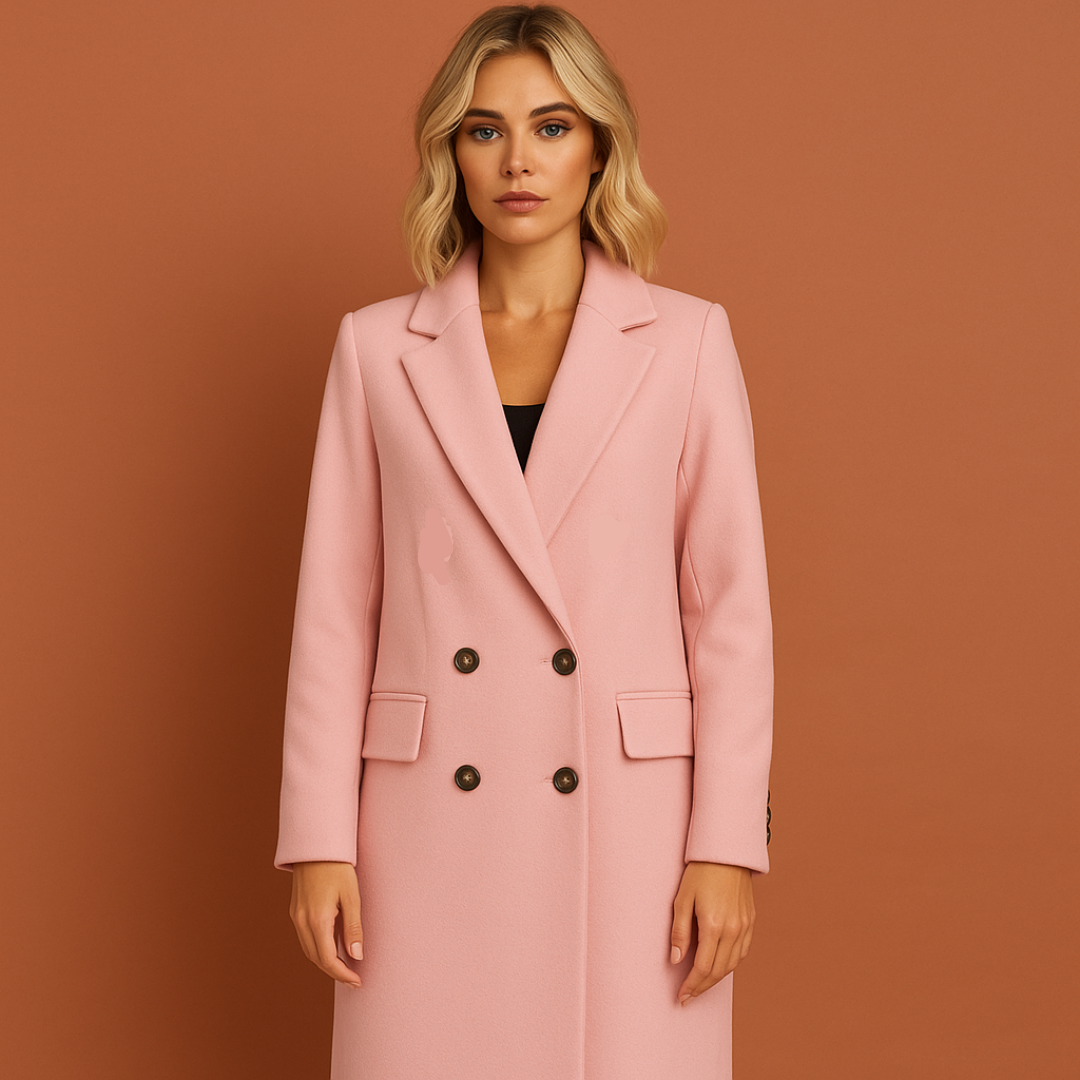 Double-breasted long coat for women with an elegant fit | Lianne
