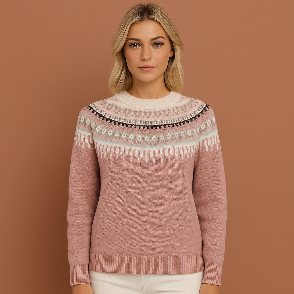 Scandinavian Knitted Sweater with Classic Winter Pattern for Women | Liv