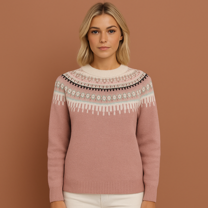 Scandinavian Knitted Sweater with Classic Winter Pattern for Women | Liv