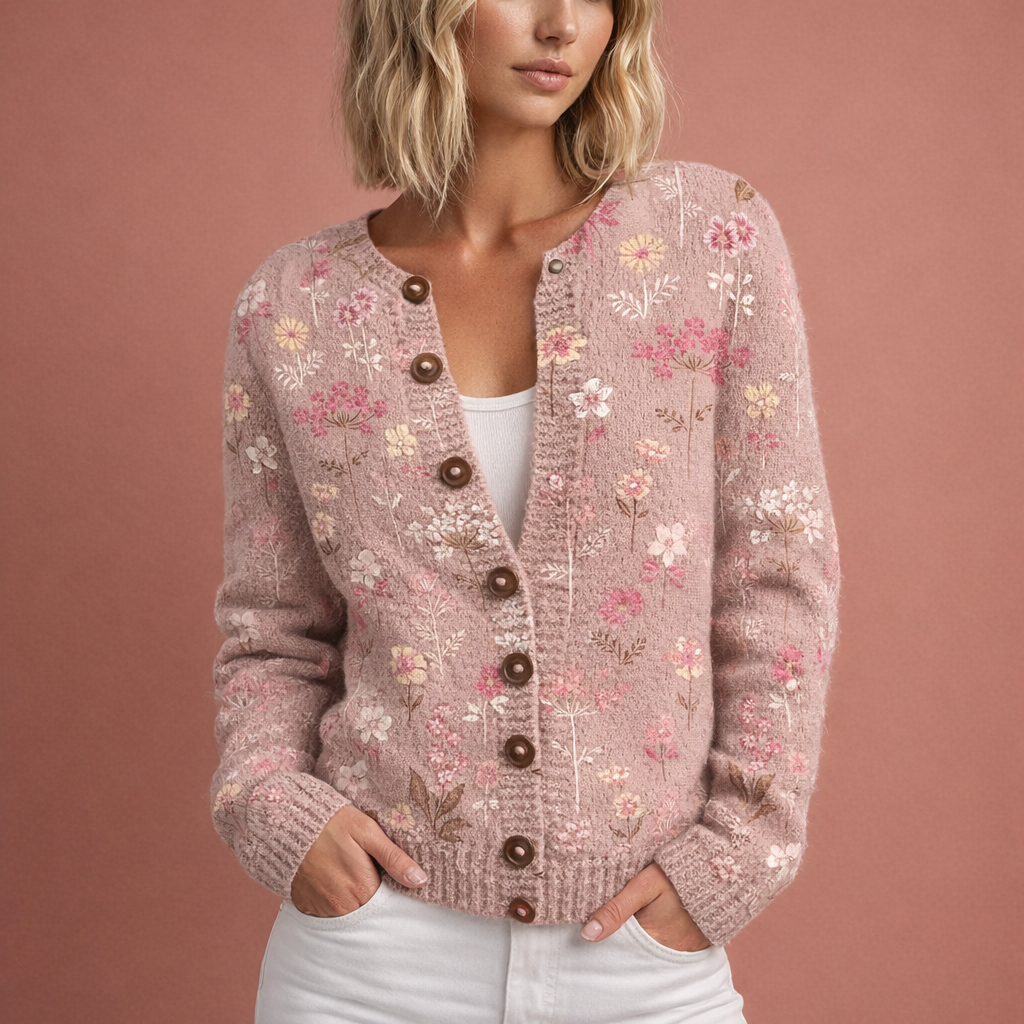Chic Warm Cardigan with Floral Pattern for Women | Paulien