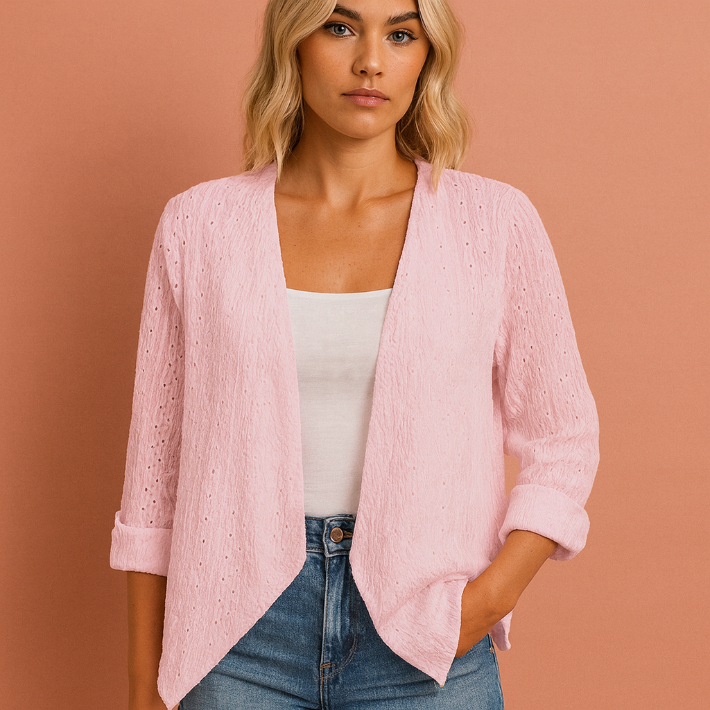 Lightweight Crocheted Cardigan with Open Front for Women | Yara