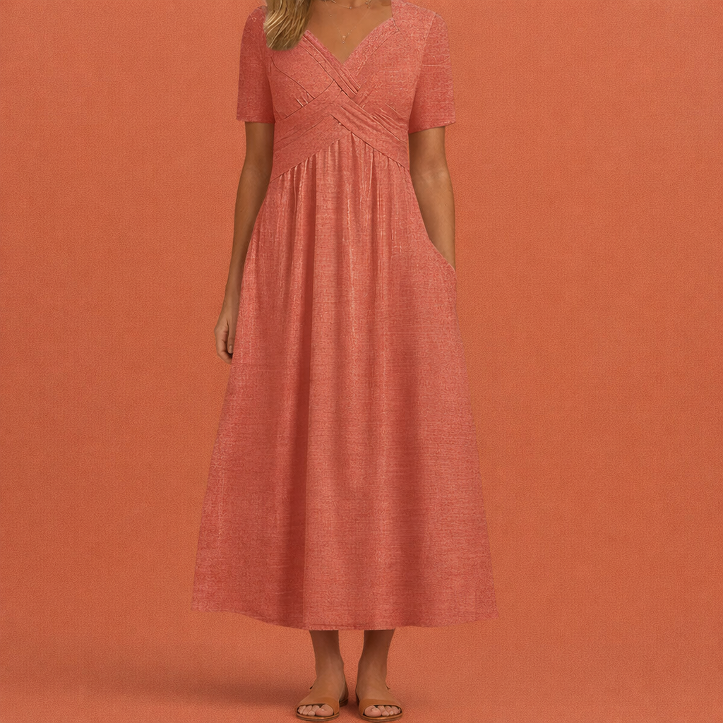 Maxi Summer Dress with V-Neck for Women | Aurea