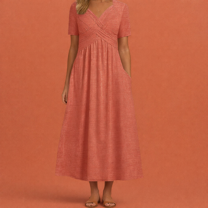 Maxi Summer Dress with V-Neck for Women | Aurea