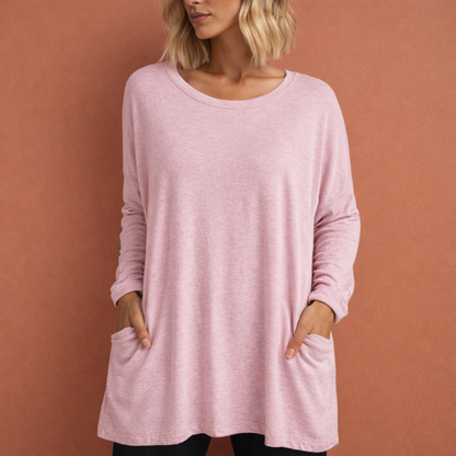 Oversized tunic with pockets for women – comfortable casual long top | Lieke