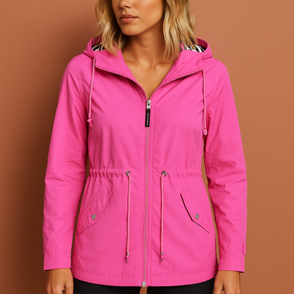 Long waterproof raincoat with hood for women | Luna