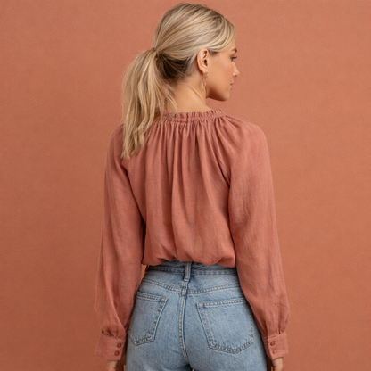 Transparent ruffle blouse for women with statement sleeves | Danique
