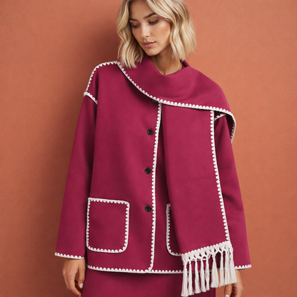 Elegant spacious coat with matching scarf for women | Amilia