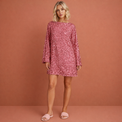 Festive Mini Dress with Shiny Appearance for Women | Kornelia
