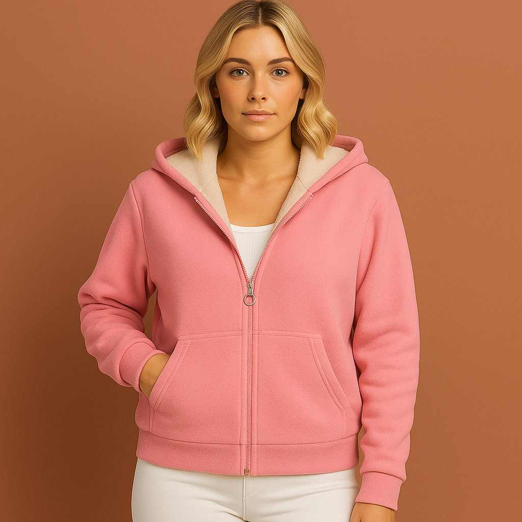 Warm fleece hoodie with hood for women | Saskia