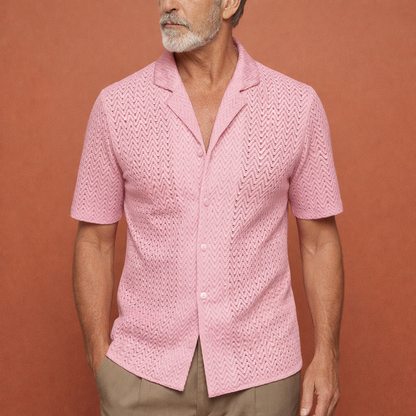 Crocheted Summer Shirt with Lapel Collar for Men | Milan