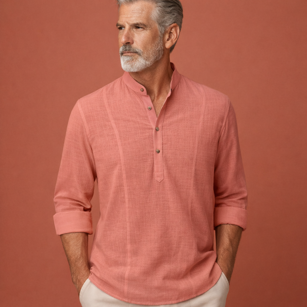 Lightweight long-sleeve shirt with half-button closure for men | Casper