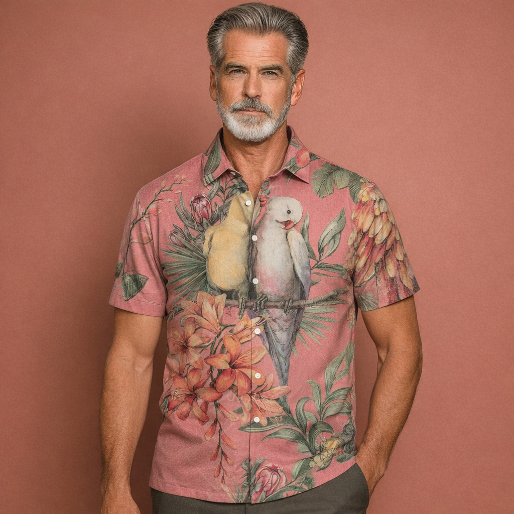Tropical Floral Print Short Sleeve Shirt for Men | Jurre
