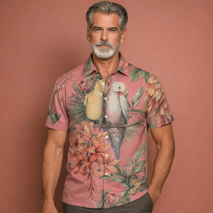 Tropical Floral Print Short Sleeve Shirt for Men | Jurre
