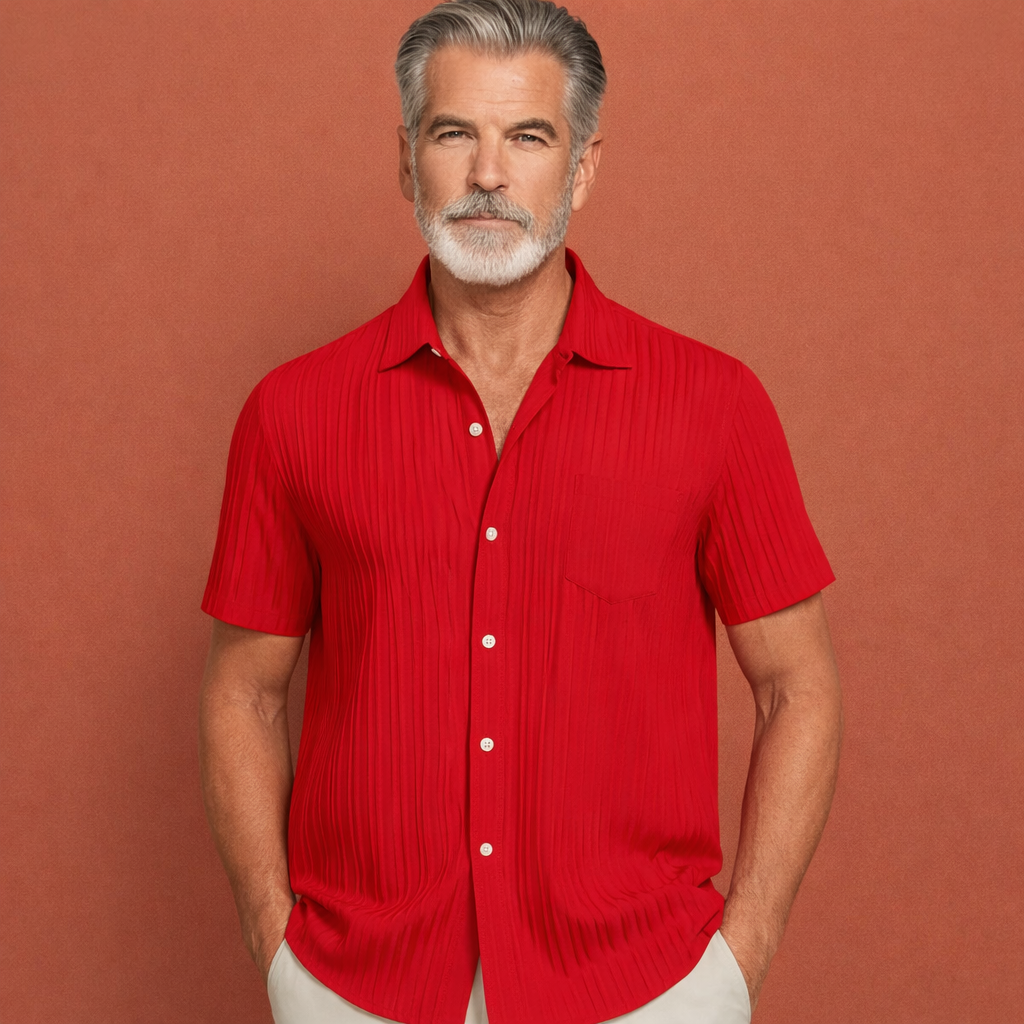 Modern pleated short-sleeve shirt for men | Sebastiaan