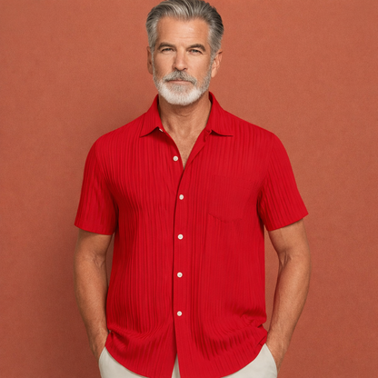 Modern pleated short-sleeve shirt for men | Sebastiaan