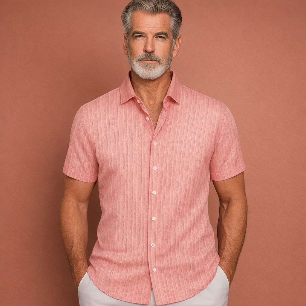 Summer shirt with subtle vertical stripe pattern for men | Daan