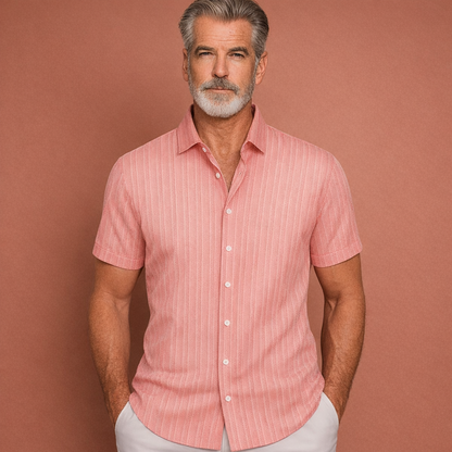 Summer shirt with subtle vertical stripe pattern for men | Daan