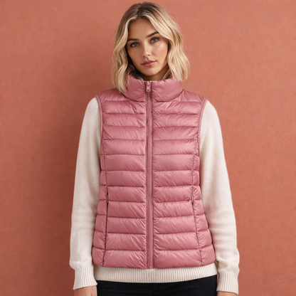 Warm sleeveless winter gilet for women with zipper | Iris