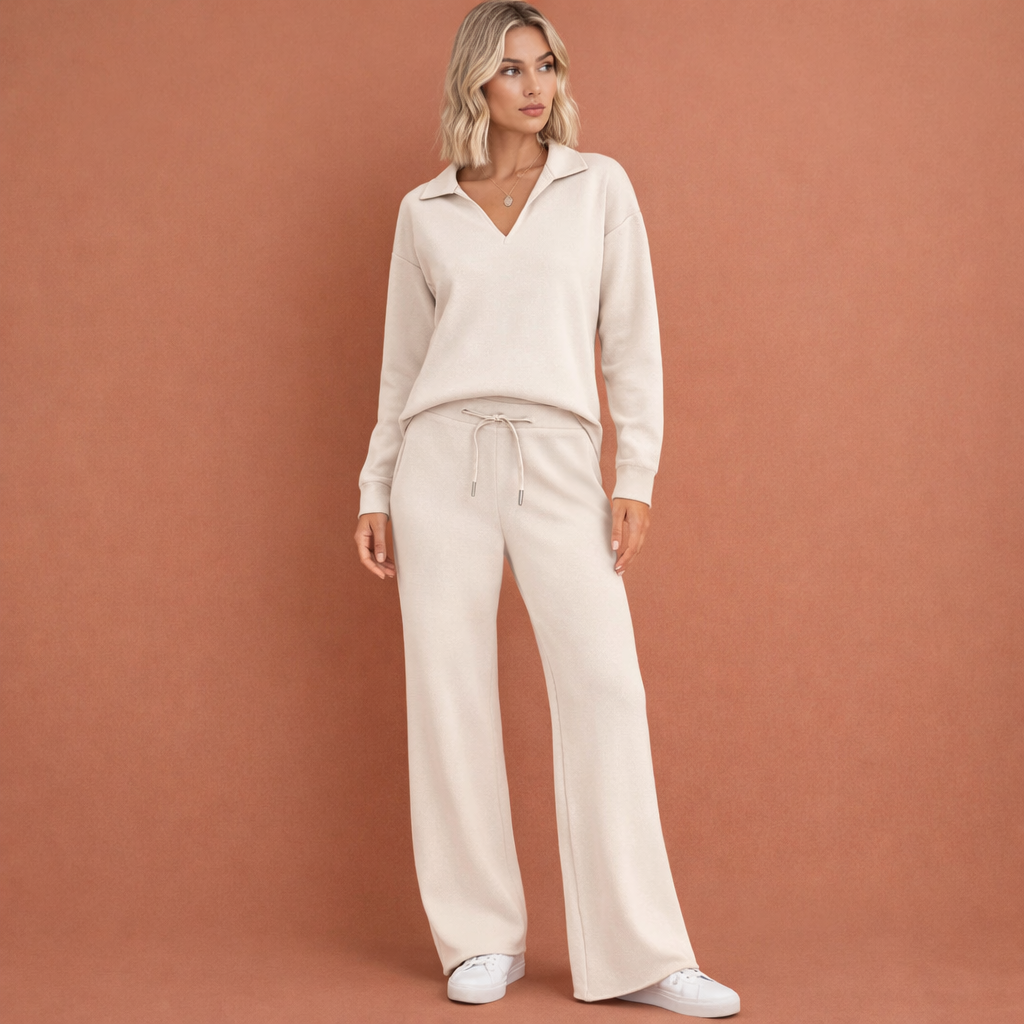 Stylish two-piece set for women with V-neck top | Zelda