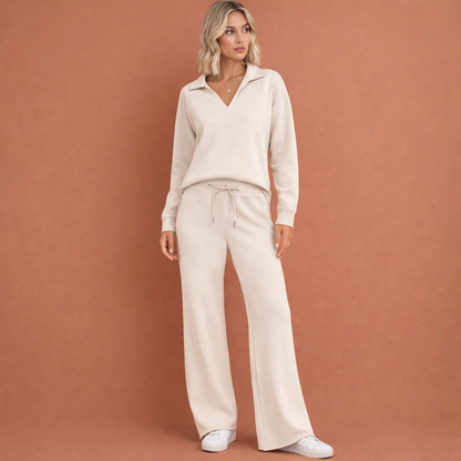 Stylish two-piece set for women with V-neck top | Zelda