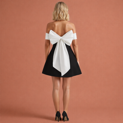 Off-the-shoulder mini dress with contrasting top for women | Delta
