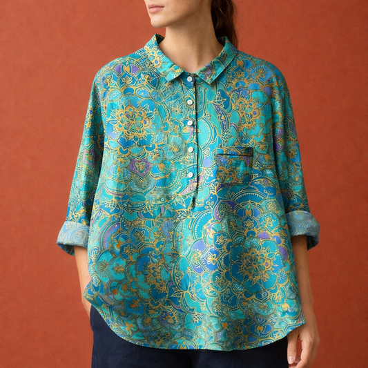 Ladies' blouse with floral print and button detail | Mirena