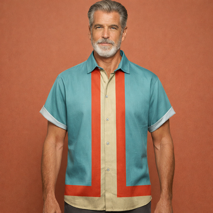 Retro Striped Short Sleeve Shirt for Men | Diederik