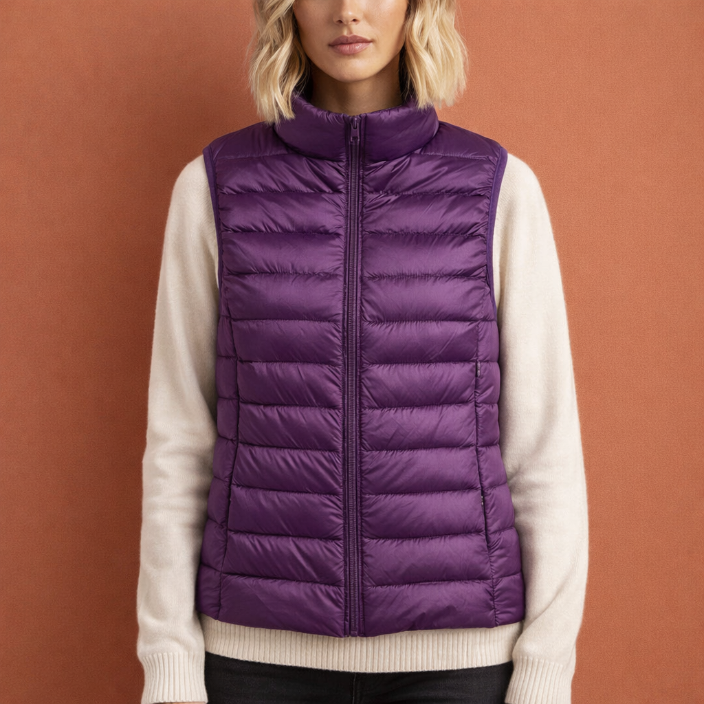 Warm sleeveless winter gilet for women with zipper | Iris