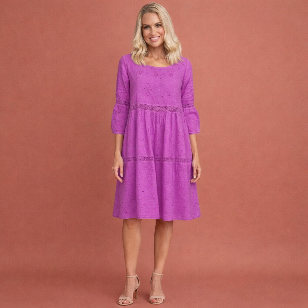Long Sleeve Dress with Round Neck for Women | Belena
