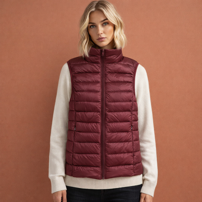 Warm sleeveless winter gilet for women with zipper | Iris