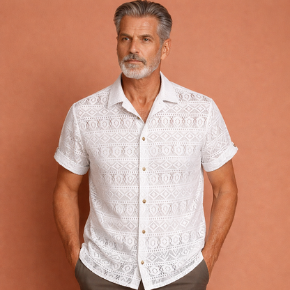 Crocheted Summer Shirt with Notched Collar for Men | Lennart