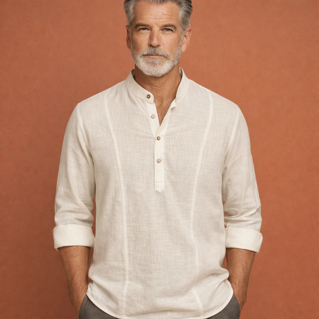 Lightweight long-sleeve shirt with half-button closure for men | Casper