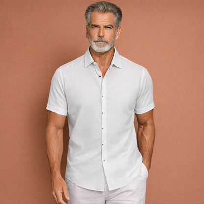 Linen summer shirt with short sleeves for men | Hendrik