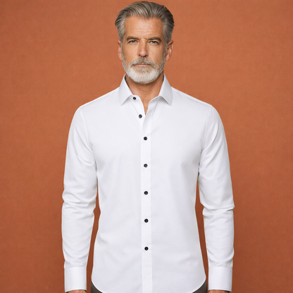 Classic men's shirt with long sleeves and Kent collar for formal and business outfits | Pieter