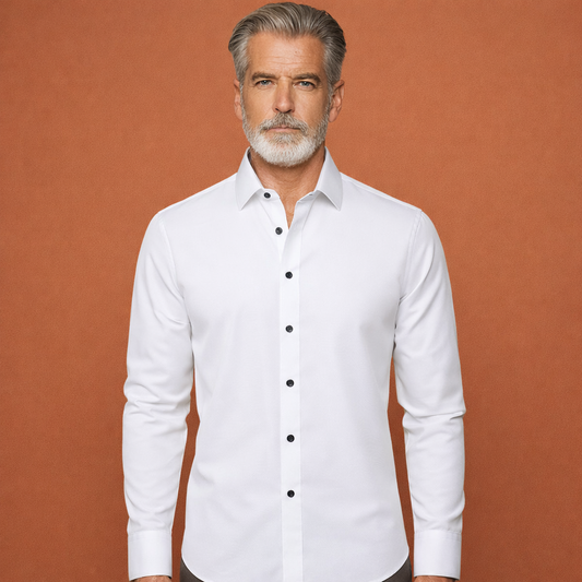 Classic men's shirt with long sleeves and Kent collar for formal and business outfits | Pieter