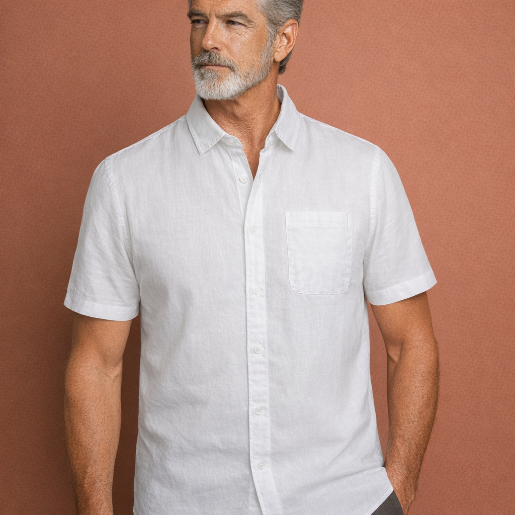 Casual linen summer shirt with short sleeves for men | Tobias